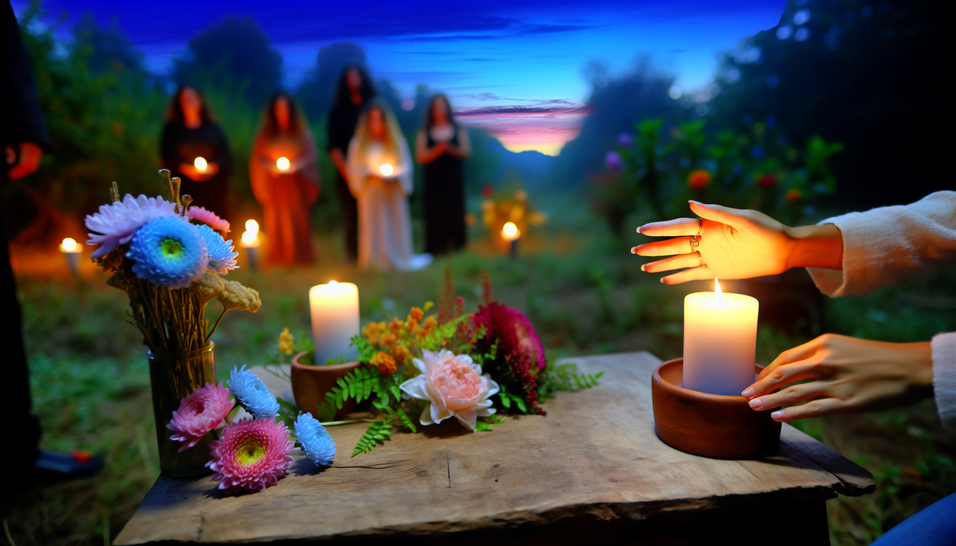 Um jardim acolhedor para cerimônias laicas, celebrando a vida com serenidade e amor familiar.