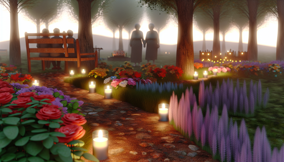 "Cuidados Paliativos: um jardim sereno que representa apoio e dignidade em momentos delicados."