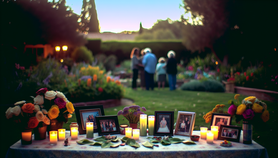 Um jardim sereno, onde a preservação de memórias enriquece o amor e a celebração familiar.
