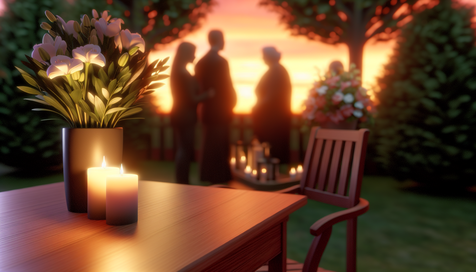 Foco: solicitação de benefícios em momentos de apoio emocional, como um jardim sereno ao entardecer.